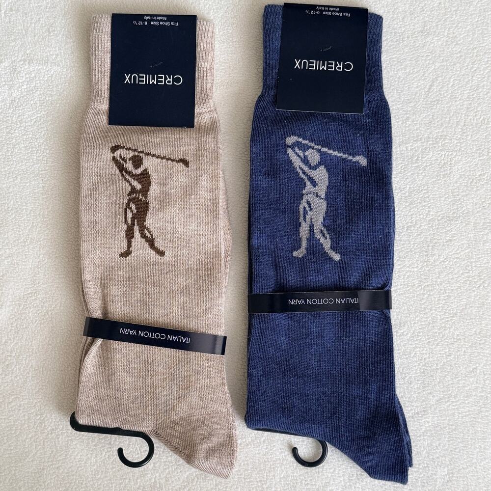 Cremieux Italian Cotton Yarn Golf Dress Socks Mens Sz 6-12.5 2 Pair